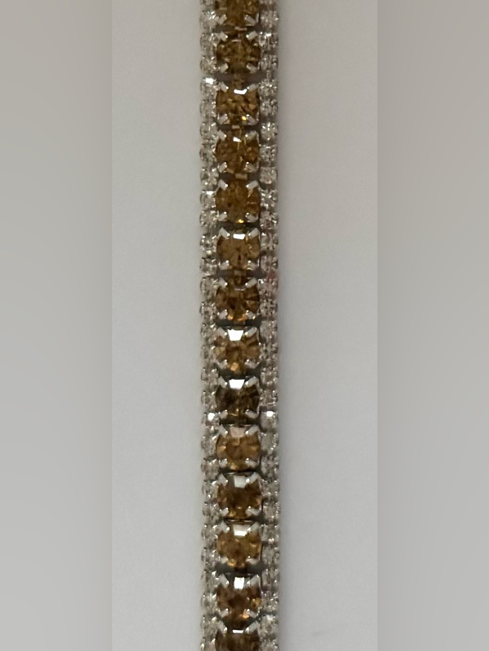 Triple row fashion dark champagne silver tone tennis bracelet
